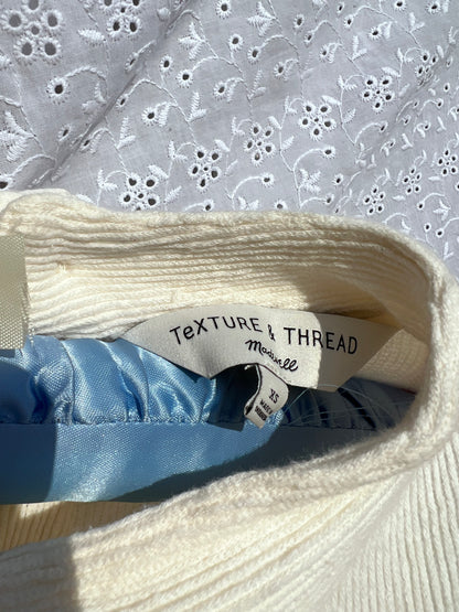 Madewell Cream Mock Neck Ribbed Top
